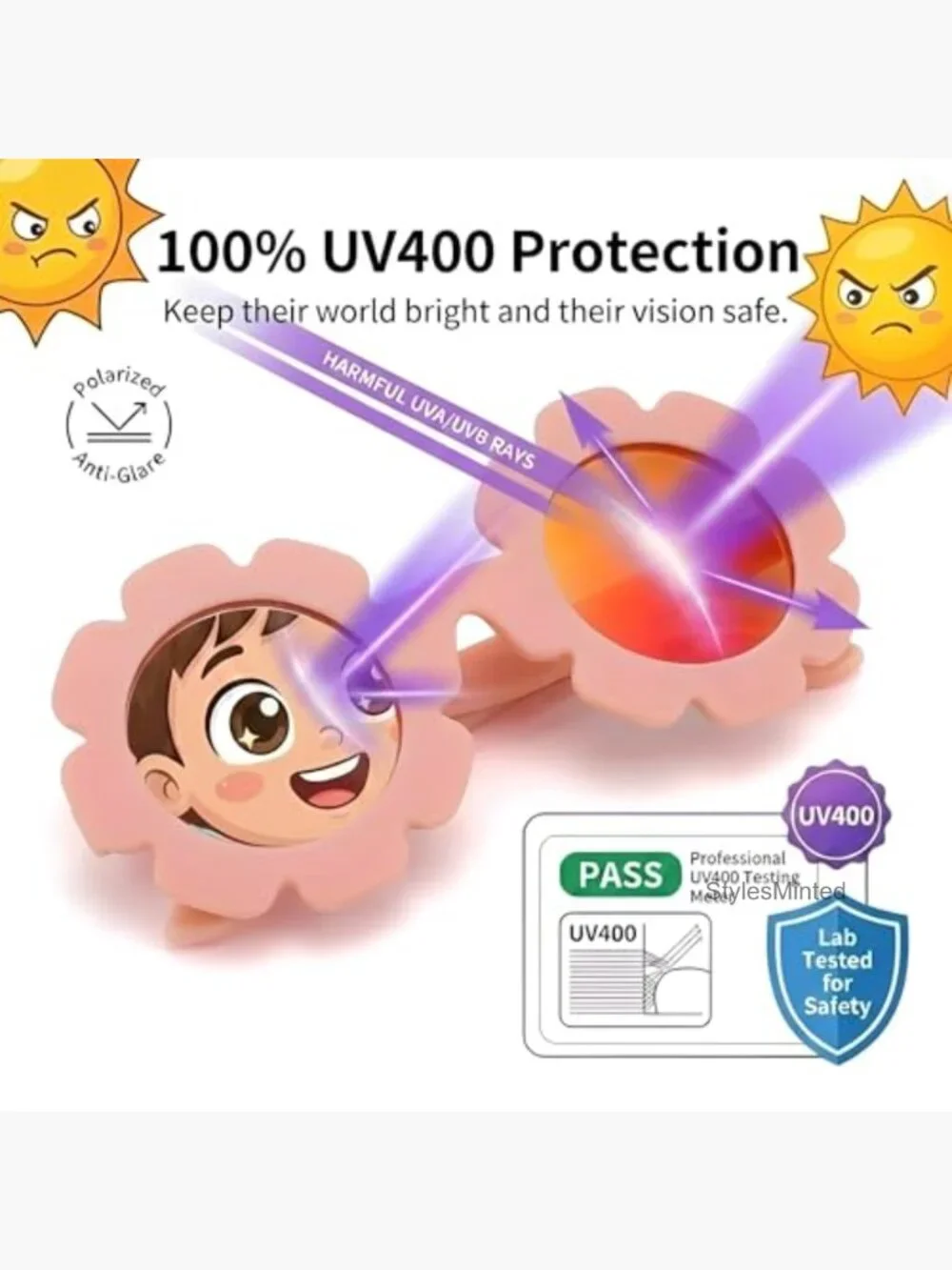 Polarized Baby Sunglasses with Strap Unbreakable Infant UV400 Protection 0-12